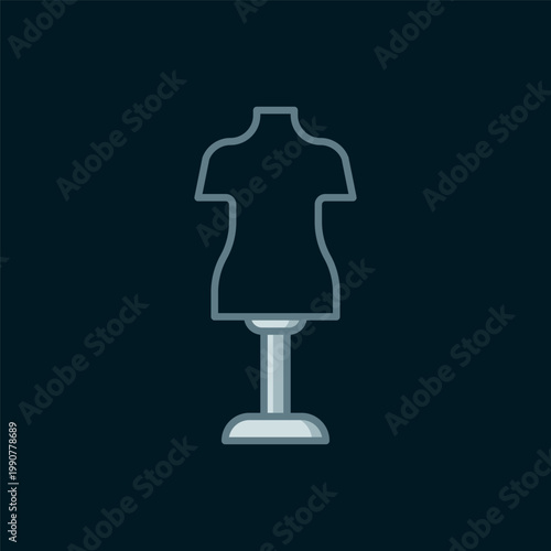Line Mannequin icon isolated on black background. Tailor dummy. Flat filled outline style with shadow. Vector