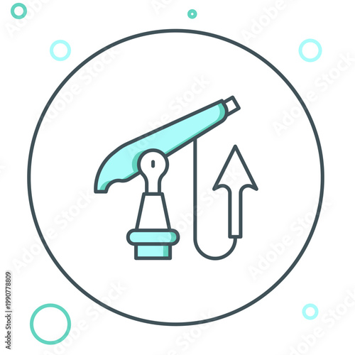 Line Fishing harpoon icon isolated on white background. Fishery manufacturers for catching fish under water. Diving underwater equipment. Colorful outline concept. Vector