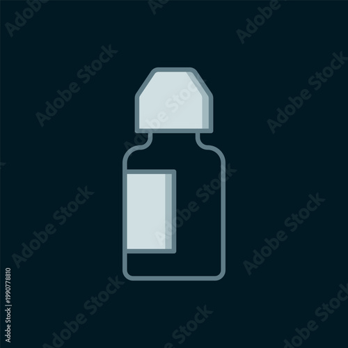 Line Eye drop bottle icon isolated on black background. Flat filled outline style with shadow. Vector