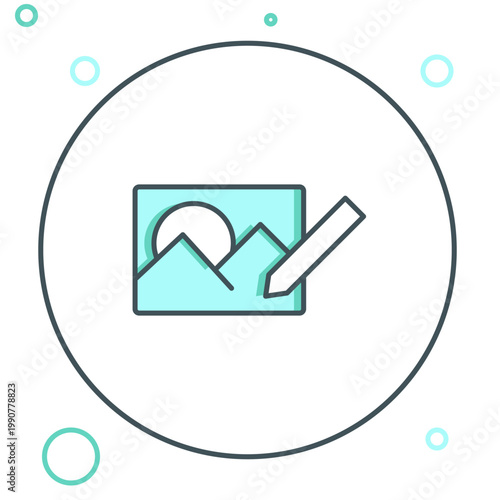 Line Photo retouching icon isolated on white background. Photographer, photography, retouch icon. Colorful outline concept. Vector