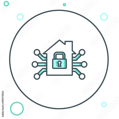 Line Smart home icon isolated on white background. Remote control. Colorful outline concept. Vector