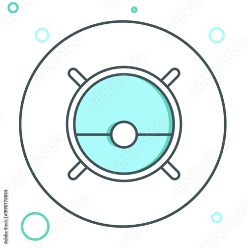 Line Robot vacuum cleaner icon isolated on white background. Home smart appliance for automatic vacuuming, digital device for house cleaning. Colorful outline concept. Vector