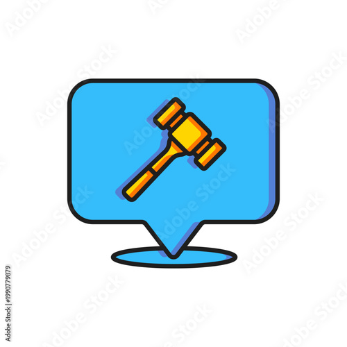 Color Auction hammer icon isolated on white background. Gavel - hammer of judge or auctioneer. Bidding process, deal done. Auction bidding. Flat filled outline style with shadow. Vector