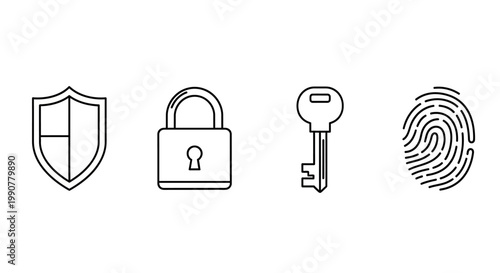 Security icons with shield lock.