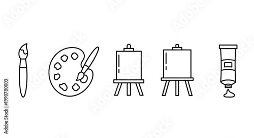 Painting tools and art supplies.