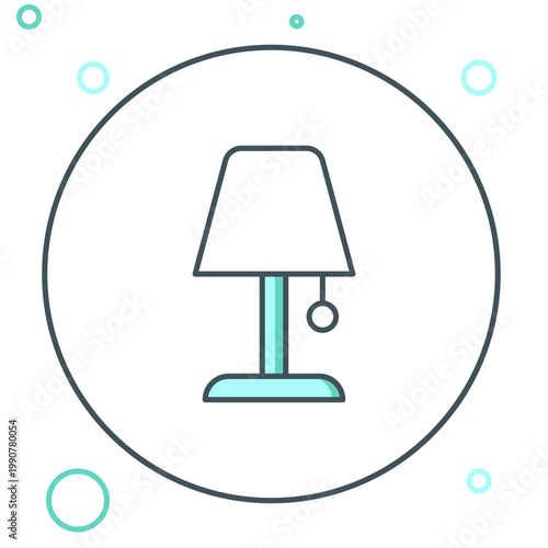 Line Table lamp icon isolated on white background. Night light. Colorful outline concept. Vector