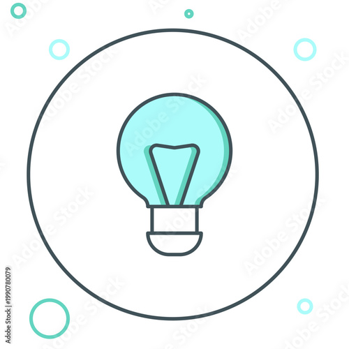 Line Creative lamp light idea icon isolated on white background. Concept ideas inspiration, invention, effective thinking, knowledge and education. Colorful outline concept. Vector