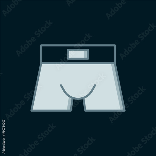 Line Men underpants icon isolated on black background. Man underwear. Flat filled outline style with shadow. Vector