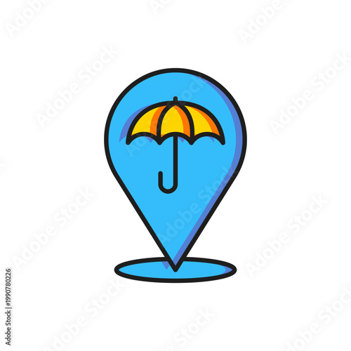 Color Umbrella icon isolated on white background. Insurance concept. Waterproof icon. Protection, safety, security concept. Flat filled outline style with shadow. Vector