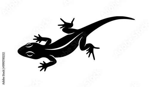 House lizard silhouette vector icon in minimal black flat style closeup crawling reptile isolated on white background