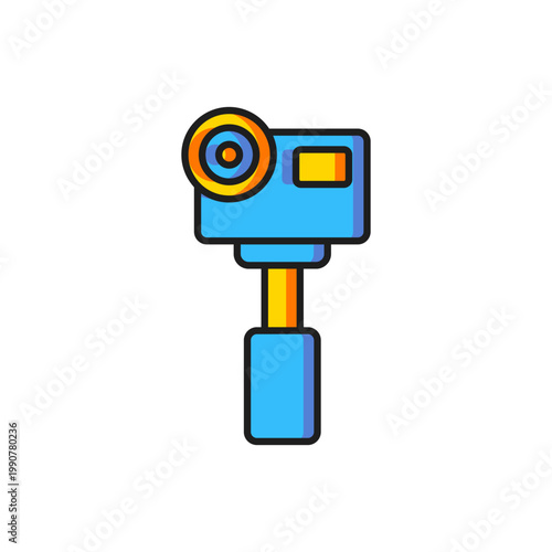 Color Action extreme camera icon isolated on white background. Video camera equipment for filming extreme sports. Flat filled outline style with shadow. Vector