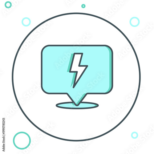 Line Lightning bolt icon isolated on white background. Flash sign. Charge flash icon. Thunder bolt. Lighting strike. Colorful outline concept. Vector