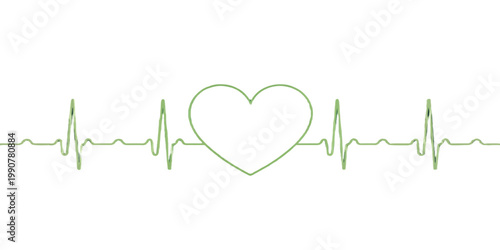 Vector illustration of a red pulse line forming a heart symbol representing love health and cardiology through a medical ekg cardiogram monitor display for hospital care and life