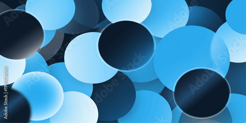 Abstract 3d illustration of blue plastic pipes and round spheres forming a seamless geometric pattern and bubble texture for a modern business banner background concept