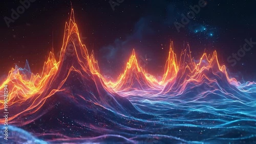 Dynamic Digital Data Visualization with Vibrant Light Waves.