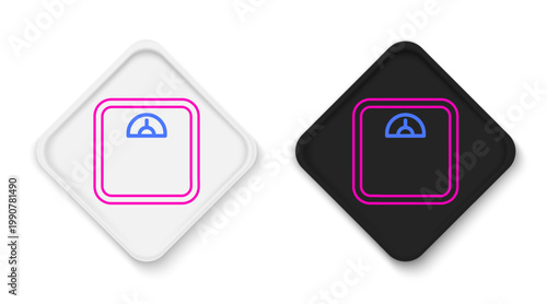 Line Bathroom scales icon isolated on white background. Weight measure Equipment. Weight Scale fitness sport concept. Colorful outline concept. Vector