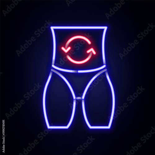 Glowing neon line Metabolism of human organism icon isolated on isolated on brick wall background. Digestion, metabolic system and hormones concept. Colorful outline concept. Vector