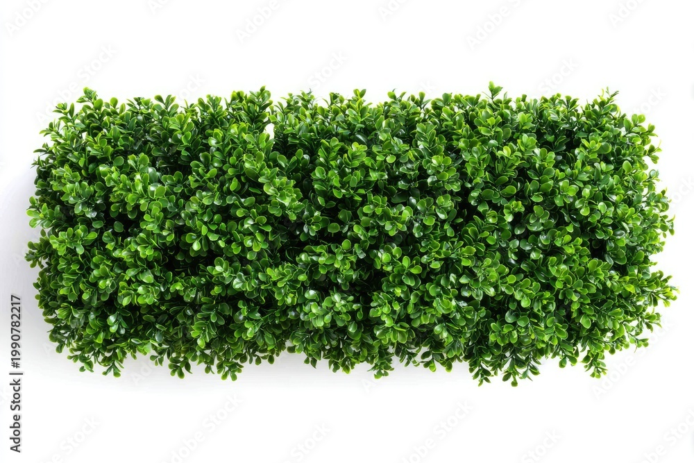 Obraz premium Rectangular cluster of densely packed, vibrant green foliage against a white backdrop