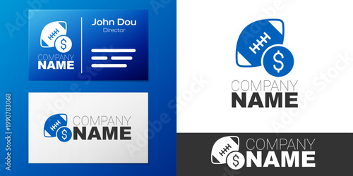 Logotype American football betting money icon isolated on white background. Football bet bookmaker. Soccer betting online make money. Logo design template element. Vector