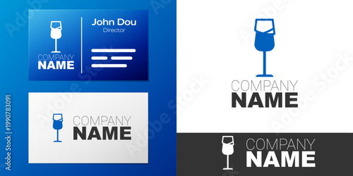 Logotype Wine glass icon isolated on white background. Wineglass sign. Logo design template element. Vector