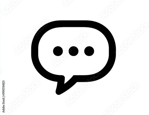 A black and white speech bubble icon with three dots, signifying communication