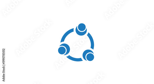 Blue Circular Connection Icon Representing Network and Data Flow.