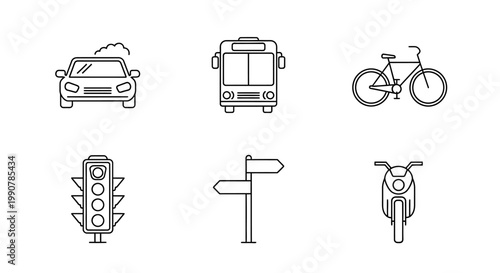 Vehicles and Traffic Signs Icons.