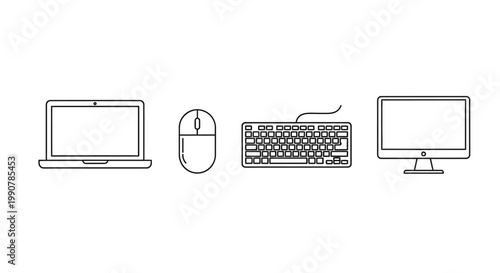 Computer hardware and peripherals icons.