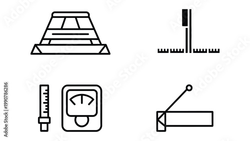 Essential Tools for Science: Clean and precise outlines of crucial scientific instruments, symbolizing precision, measurement, and the pursuit of knowledge.