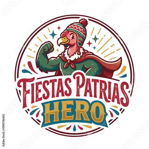 Heroic condor in chullo and cape, Fiestas Patrias graphic