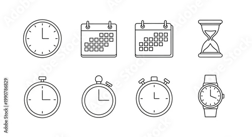 Collection of various clock icons.