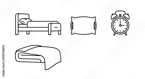 Bed with pillow and alarm clock.