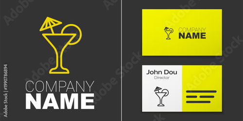 Logotype line Martini glass icon isolated on grey background. Cocktail icon. Wine glass icon. Logo design template element. Vector
