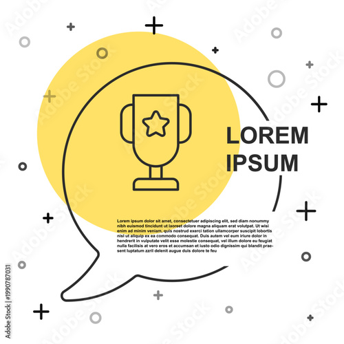 Black line Casino poker trophy cup icon isolated on white background. Random dynamic shapes. Vector