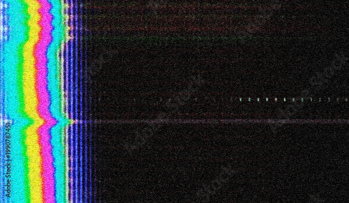 Glitch camera effect. Retro VHS background. Old video template. No signal. Static TV noise, bad TV signal.	