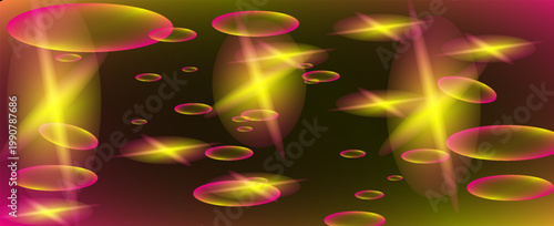 Colorful artificial background gold bubbles.