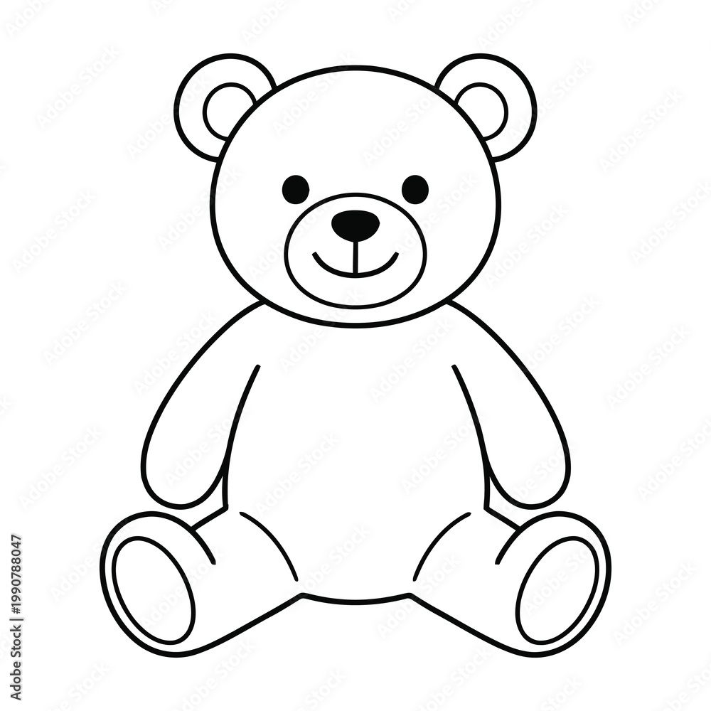Obraz premium Smiling teddy bear sitting alone on white background