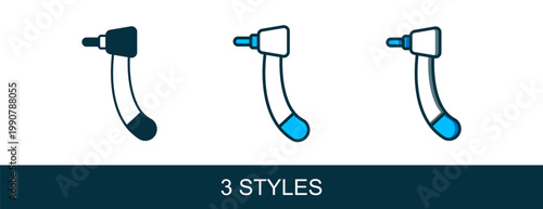 Filled outline Tooth drill icon isolated on white background. Dental handpiece for drilling and grinding tools. Vector