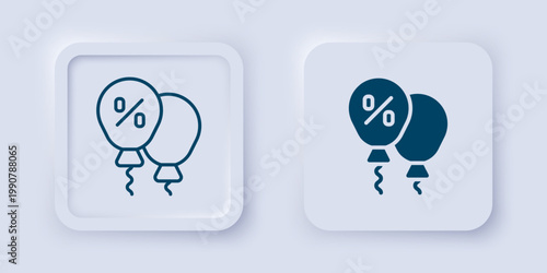 Filled and outline Discount percent tag icon isolated on grey background. Shopping tag sign. Special offer sign. Discount coupons symbol. Square button. Vector