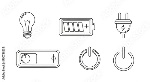 Electricity symbols and power icons set.
