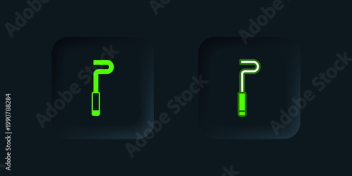 Green Fire poker icon isolated on black background. Black square button. Vector