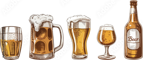 glass of beer and bottle of beer