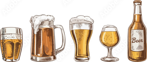 glass of beer and bottle
