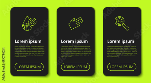 Set line Palm oil free, Finger blood and GMO. Business infographic template. Vector