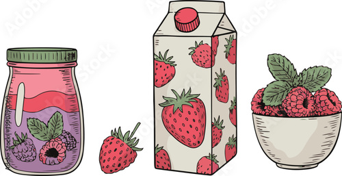 strawberry jam in glass jar