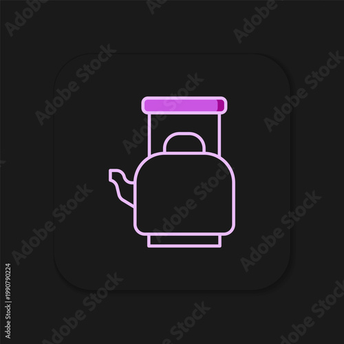 Filled outline Kettle with handle icon isolated on black background. Teapot icon. Flat filled outline style with shadow. Vector