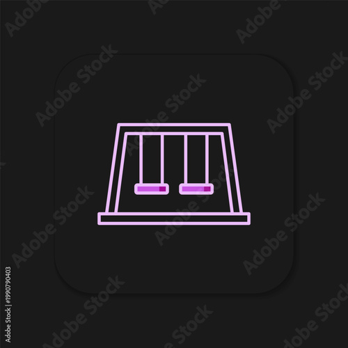 Filled outline Swings for kids summer games on playground icon isolated on black background. Outdoor entertainment equipment. Flat filled outline style with shadow. Vector
