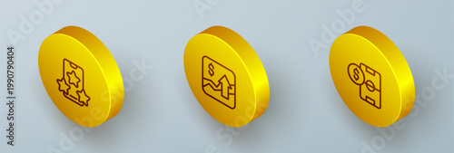 Set Isometric line Online sports betting, Financial growth increase and Football money icon. Vector