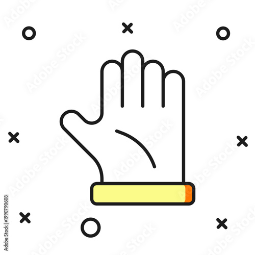 Filled outline Beekeeper glove icon isolated on white background. Flat filled outline style with shadow. Vector