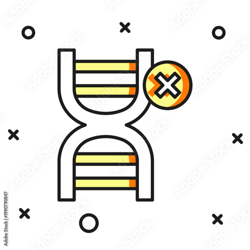 Filled outline No GMO icon isolated on white background. Genetically modified organism acronym. Dna food modification. Flat filled outline style with shadow. Vector